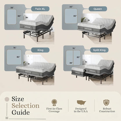 Sven & Son Harmony Adjustable Bed Base, Head and Foot Lift, Massage, Under-Bed Lights, USB, Gel Memory, Zero Gravity Smart Frame - King + 14 Inch Hybrid Spring Matt (Medium Soft)