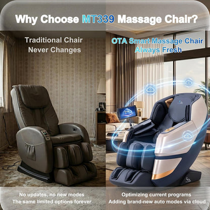 2026 4D Massage Chair, Full Body Recliner with OTA Cloud Tech, Deep Yoga Stretch, 27 Auto Modes, 55" SL Track, APP & AI Voice Control, Auto Footrest, Zero Gravity, and Heating for Relaxation