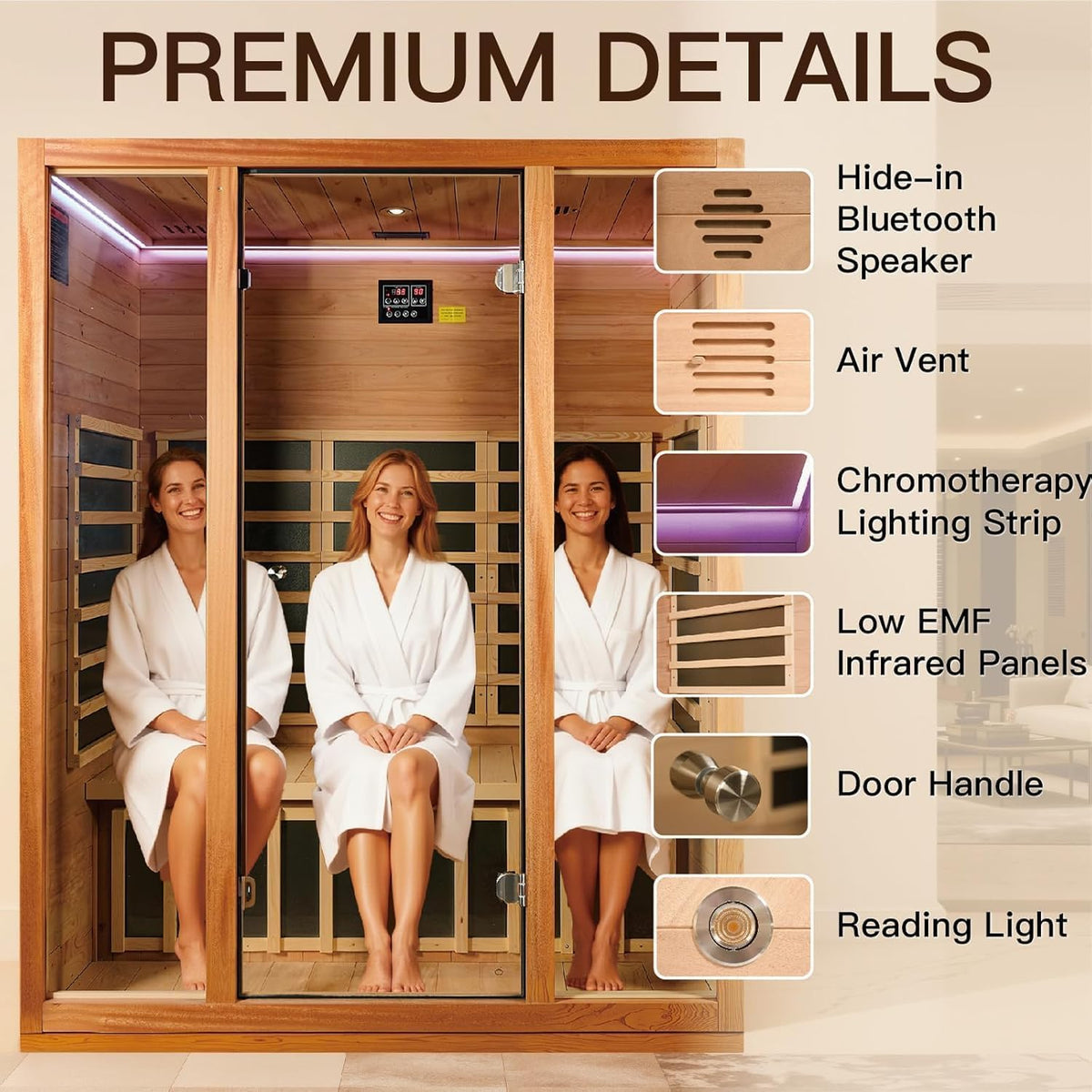 3-4 Person Far Infrared Sauna for Home&Fitness, 1960W/120V