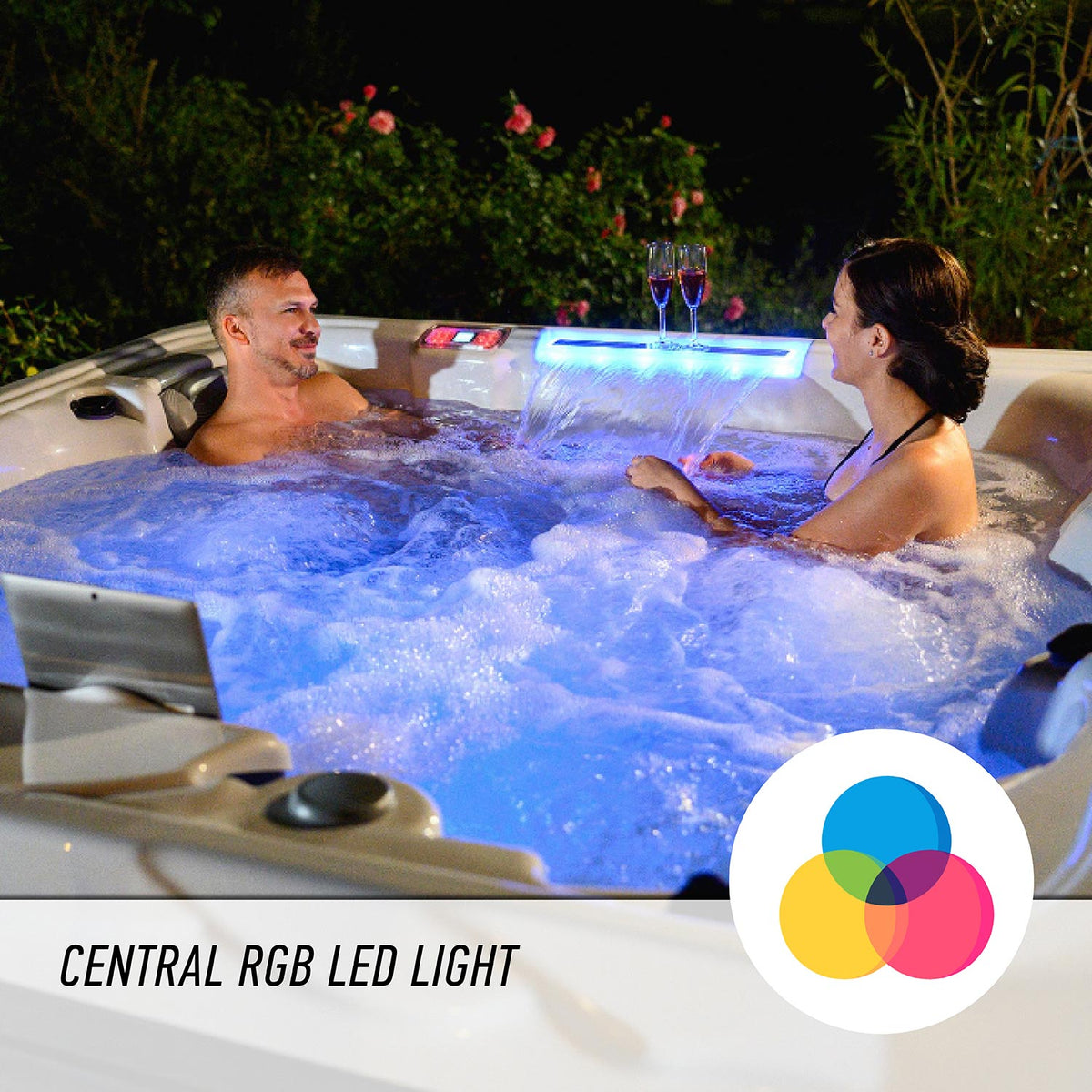 Buenospa Hollywood Spa 5-Person Hot Tub – 51 Jets, Gecko Colour Touchscreen, Built-In Audio and Lighting Waterfall (WM00840)