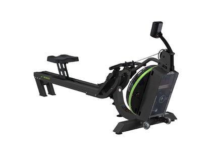 Dynamic Fluid Fitness M350 Commercial Water Rowing Machine, 10-Level Angled Twin Tank, Bluetooth Monitor, Elevated Seat, Upright Storage, 330 lb