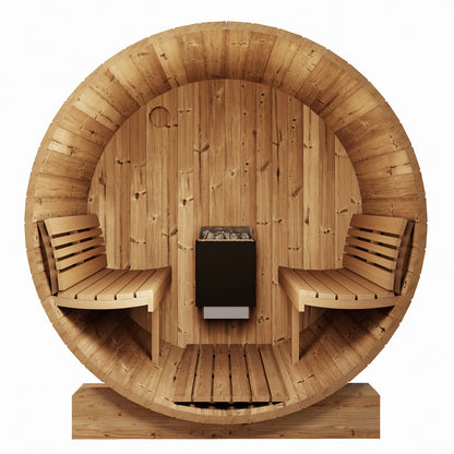 SaunaLife E7 ERGO Series Barrel Sauna — 4-Person, Thermo-Spruce, Standing Height