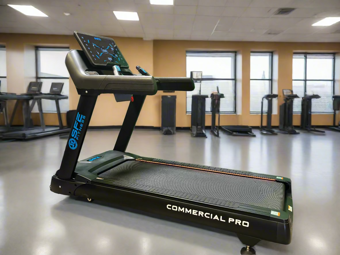 SFE Commercial Pro Treadmill – 64" × 24" Deck, 20% Incline, −3% Decline