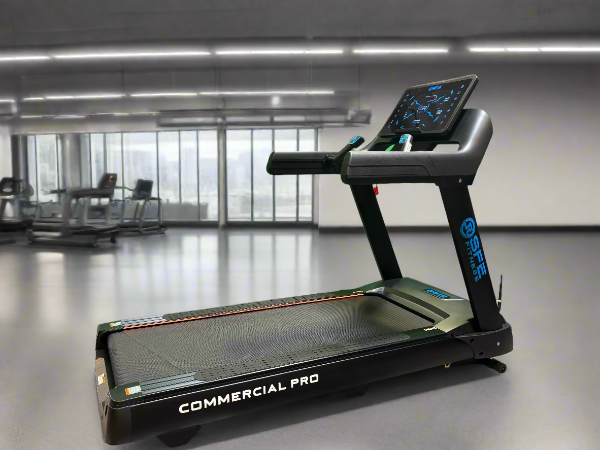 SFE Commercial Pro Treadmill – 64" × 24" Deck, 20% Incline, −3% Decline