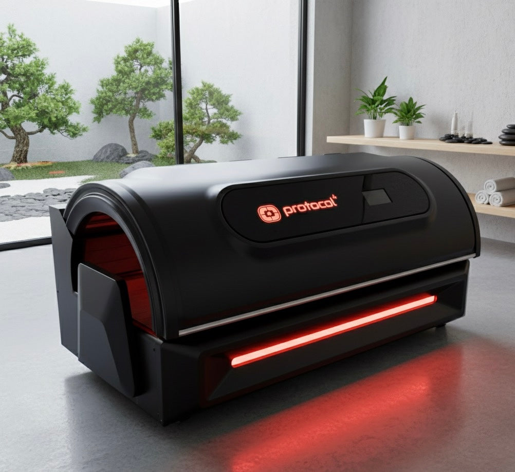 Protocol⁴ P6 Capsule Full-Body LED Light Bed, 41,600 LEDs, 6 Wavelengths 450–940 nm Blue, Green, Red and Near-Infrared with Independent Control, Touchscreen, Bluetooth Audio, 89.5 x 48.5 x 44 in.
