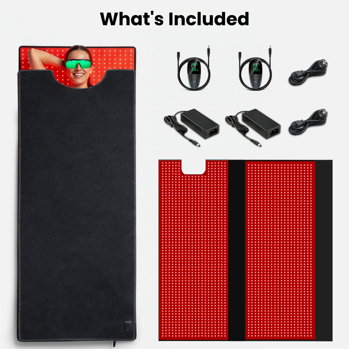 iReliev FullGlow 360 Full Body Red and Near-Infrared LED Light Bag, 2,520 LEDs, 660 nm and 850 nm, 70 x 31 in. Zip-Around Wrap with Dual Controllers, 90-Minute Timer and Pulse Modes