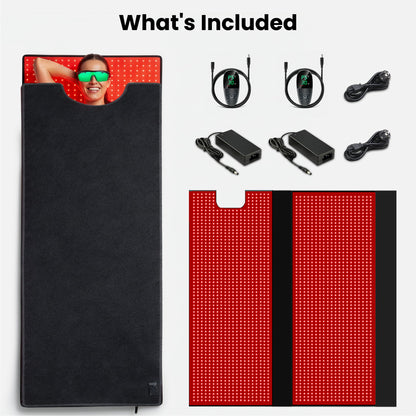 iReliev FullGlow 360 Full Body Red and Near-Infrared LED Light Bag, 2,520 LEDs, 660 nm and 850 nm, 70 x 31 in. Zip-Around Wrap with Dual Controllers, 90-Minute Timer and Pulse Modes
