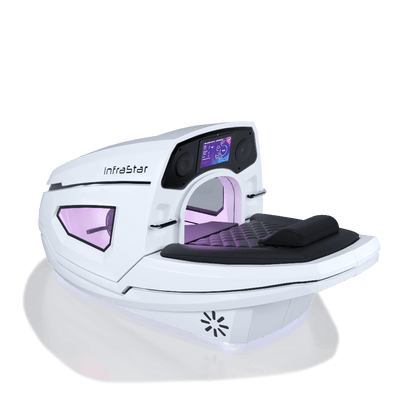 InfraStar Bike — Upright Infrared Vacuum Cycling Capsule, Vacuum + Infrared + Cryo