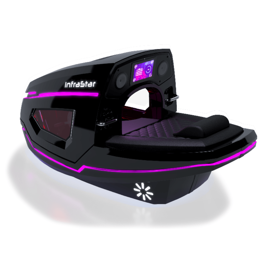 InfraStar Bike — Upright Infrared Vacuum Cycling Capsule, Vacuum + Infrared + Cryo