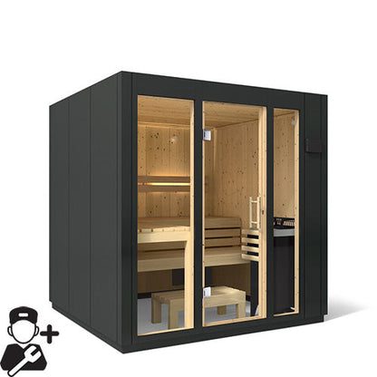 Title: KOHLER C1 Traditional Indoor Sauna — 2, 3 or 5 Person, Graphite Grey, Floor Optional