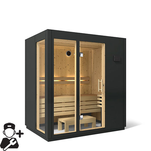 Title: KOHLER C1 Traditional Indoor Sauna — 2, 3 or 5 Person, Graphite Grey, Floor Optional