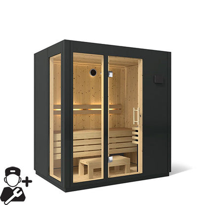 Title: KOHLER C1 Traditional Indoor Sauna — 2, 3 or 5 Person, Graphite Grey, Floor Optional