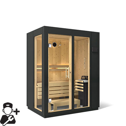 Title: KOHLER C1 Traditional Indoor Sauna — 2, 3 or 5 Person, Graphite Grey, Floor Optional