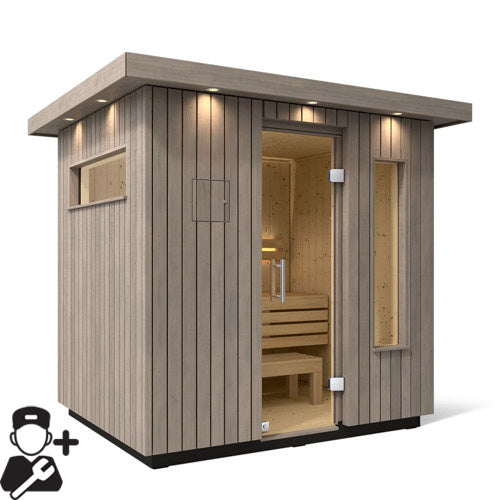 KOHLER C2 Traditional Outdoor Sauna, Weathered Grey Spruce — 3, 5 or 6 Person
