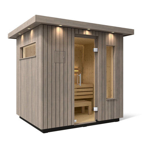 KOHLER C2 Traditional Outdoor Sauna, Weathered Grey Spruce — 3, 5 or 6 Person