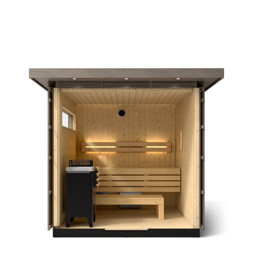 KOHLER C2 Traditional Outdoor Sauna, Weathered Grey Spruce — 3, 5 or 6 Person