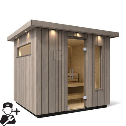 KOHLER C2 Traditional Outdoor Sauna, Weathered Grey Spruce — 3, 5 or 6 Person