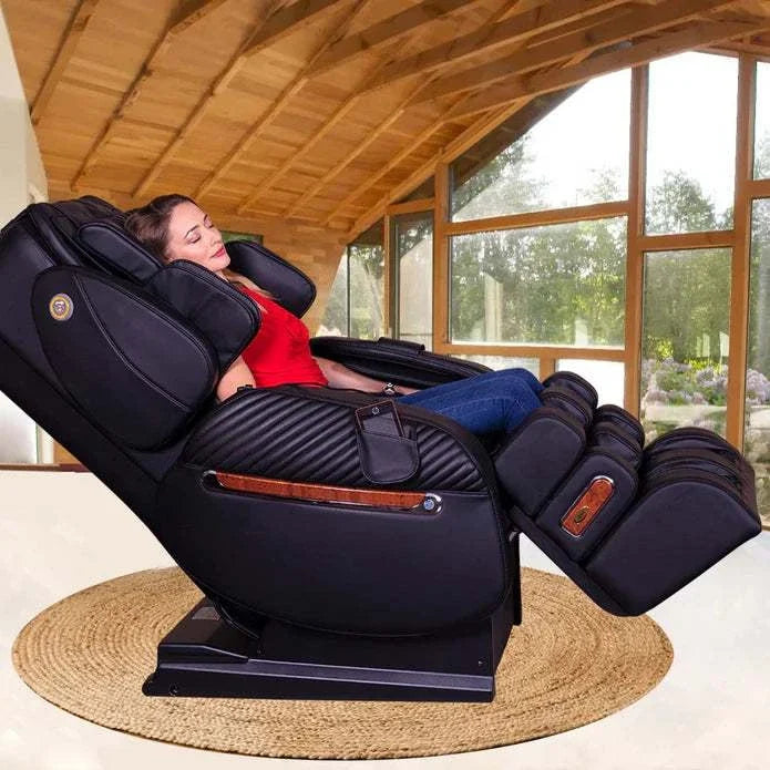 Luraco iRobotics 9 Max Plus Special Edition Massage Chair, Made in USA, with Dual 3D Rollers, Split L-Track, 100 Air Cells, Powered Armrests, and Full Leather