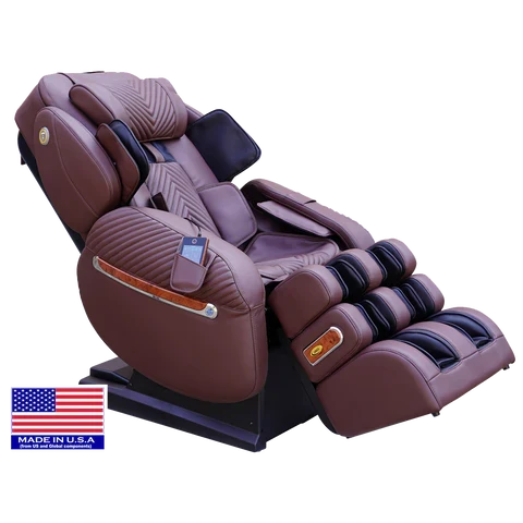 Luraco iRobotics 9 Max Plus Royal Edition Massage Chair, Made in USA, with 18K Gold Appointments, Dual 3D Rollers, Split L-Track, 100 Air Cells, and Full Leather