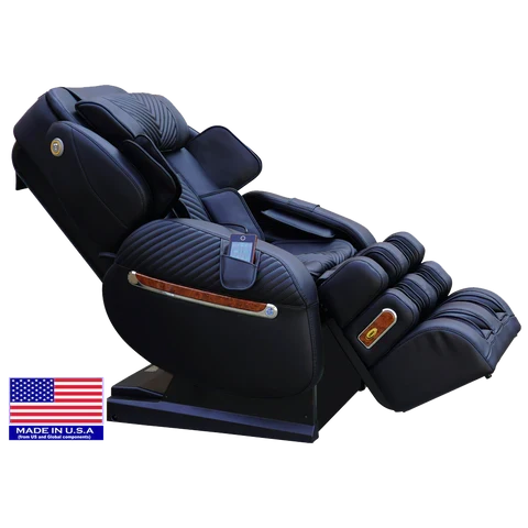 Luraco iRobotics 9 Max Plus Royal Edition Massage Chair, Made in USA, with 18K Gold Appointments, Dual 3D Rollers, Split L-Track, 100 Air Cells, and Full Leather