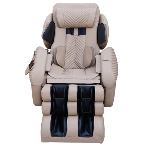 Luraco iRobotics 9 Max Plus Royal Edition Massage Chair, Made in USA, with 18K Gold Appointments, Dual 3D Rollers, Split L-Track, 100 Air Cells, and Full Leather