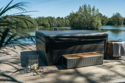 MSpa Oslo Frame Series Square Rigid Hot Tub – 6 Person, 304 Gallon, 140 Air Jets Plus Hydro Jets, UVC and Ozone (F-OS063W)