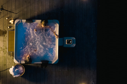 MSpa Oslo Frame Series Square Rigid Hot Tub – 6 Person, 304 Gallon, 140 Air Jets Plus Hydro Jets, UVC and Ozone (F-OS063W)