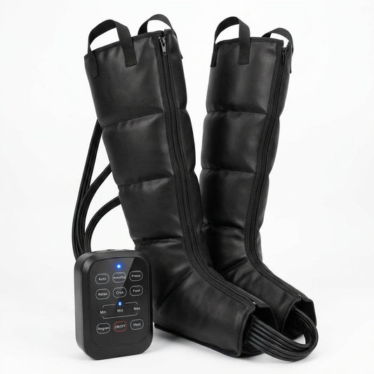Pneumatic Compression Leg Recovery System Foot Massager for Circulation and Relaxation Calf Massage Reduce Muscle Tension Device — Studio Shot