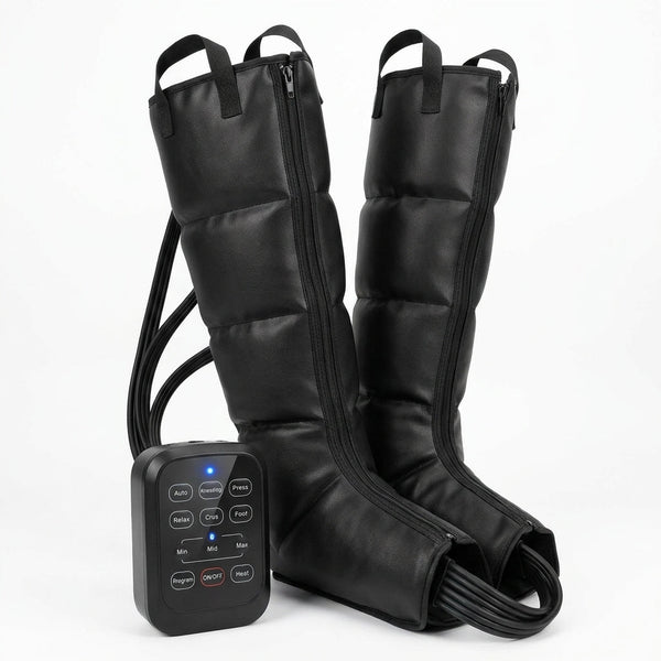 Pneumatic Compression Leg Recovery System Foot Massager for Circulation and Relaxation Calf Massage Reduce Muscle Tension Device — Studio Shot