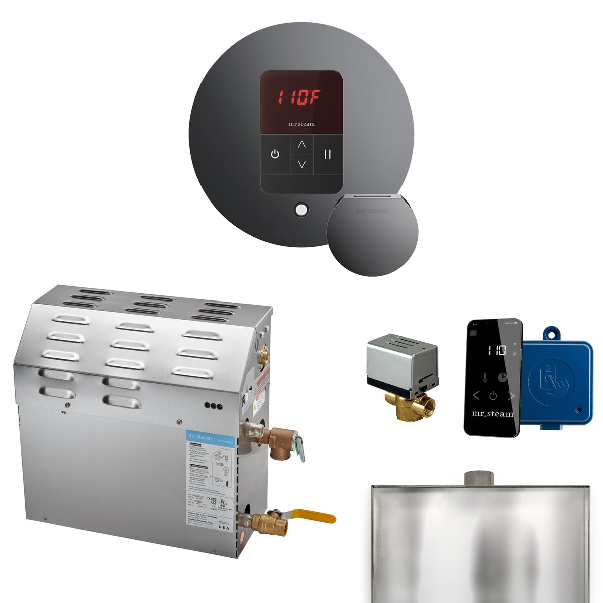 Mr. Steam Super Steam Shower Generator Package with round iTempo Control and Accessories