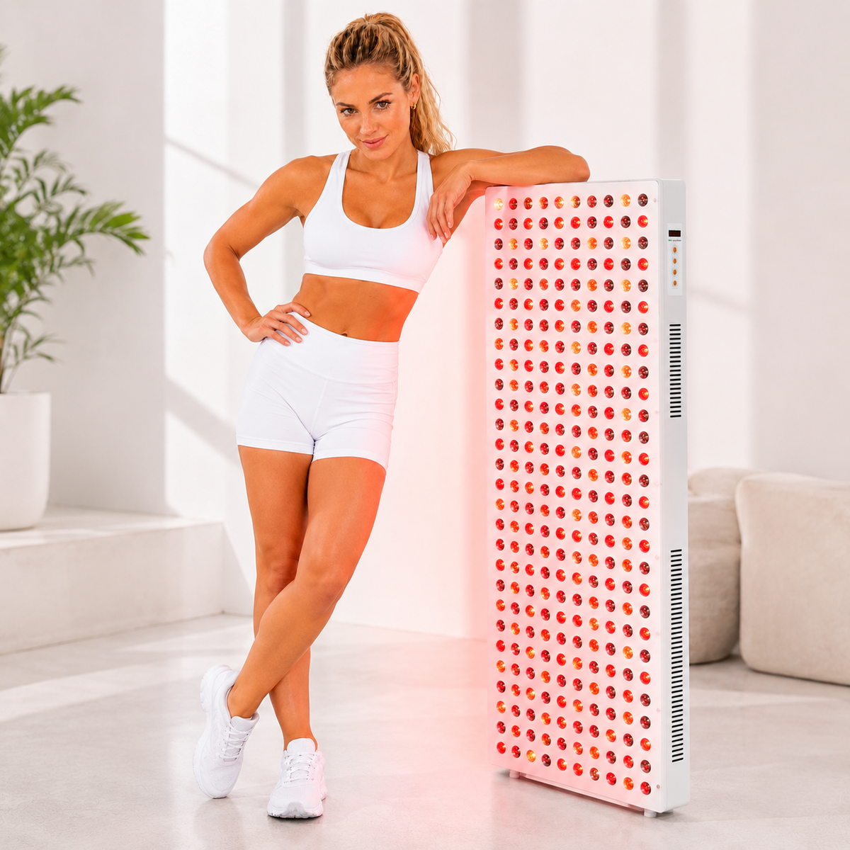 iReliev 1500W Red and Near-Infrared LED Light Panel, 300 LEDs, 5 Wavelengths 630/660/810/830/850 nm, 43 x 14.6 in. Full-Body Panel with Timer, Door Hooks and Hanging Kit