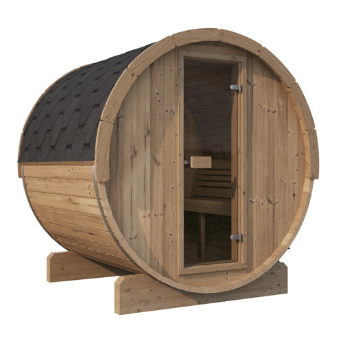 SaunaLife E7 ERGO Series Barrel Sauna — 4-Person, Thermo-Spruce, Standing Height