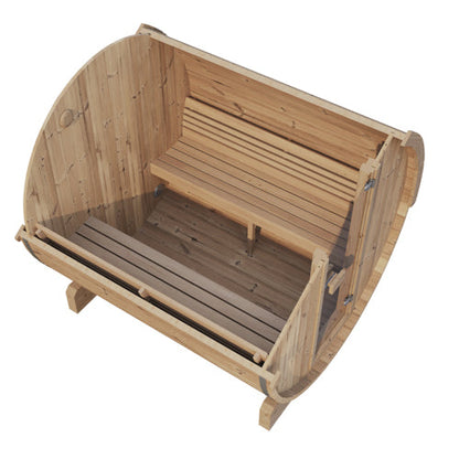 SaunaLife E7 ERGO Series Barrel Sauna — 4-Person, Thermo-Spruce, Standing Height
