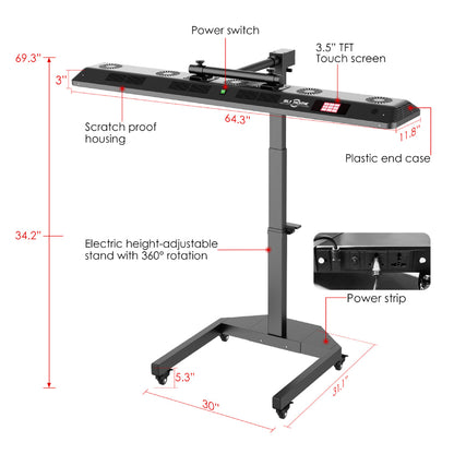 RLT Home Total Spectrum ULTRA Full-Body Red Light Therapy Panel with Electric Stand, 7 Wavelengths, 480 LEDs