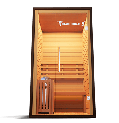 Medical Sauna Traditional 5 1-Person Indoor Steam Sauna, Canadian Hemlock with Two-Wall Glass Design, 4.5 kW Heater and Digital Touch Controls