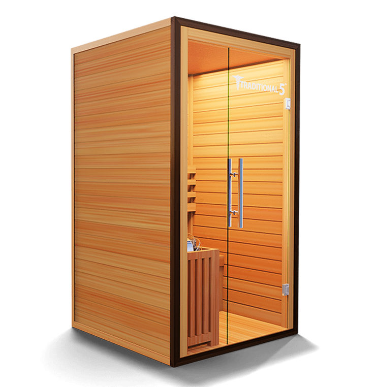 Medical Sauna Traditional 5 1-Person Indoor Steam Sauna, Canadian Hemlock with Two-Wall Glass Design, 4.5 kW Heater and Digital Touch Controls