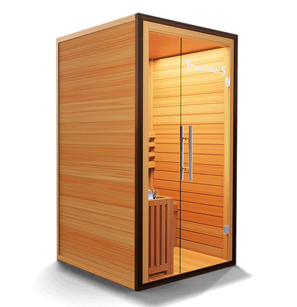 Medical Sauna Traditional 5 1-Person Indoor Steam Sauna, Canadian Hemlock with Two-Wall Glass Design, 4.5 kW Heater and Digital Touch Controls