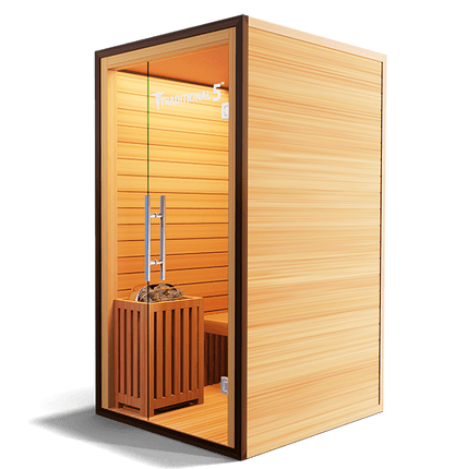 Medical Sauna Traditional 5 1-Person Indoor Steam Sauna, Canadian Hemlock with Two-Wall Glass Design, 4.5 kW Heater and Digital Touch Controls