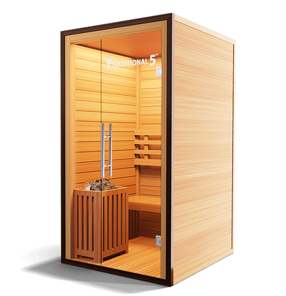 Medical Sauna Traditional 5 1-Person Indoor Steam Sauna, Canadian Hemlock with Two-Wall Glass Design, 4.5 kW Heater and Digital Touch Controls