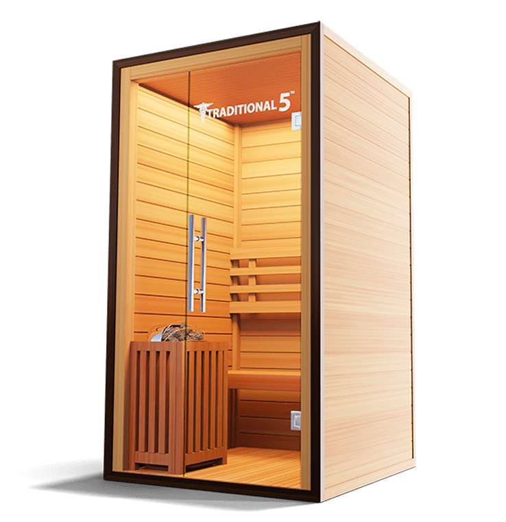 Medical Sauna Traditional 5 1-Person Indoor Steam Sauna, Canadian Hemlock with Two-Wall Glass Design, 4.5 kW Heater and Digital Touch Controls