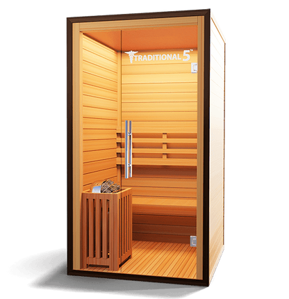 Medical Sauna Traditional 5 1-Person Indoor Steam Sauna, Canadian Hemlock with Two-Wall Glass Design, 4.5 kW Heater and Digital Touch Controls