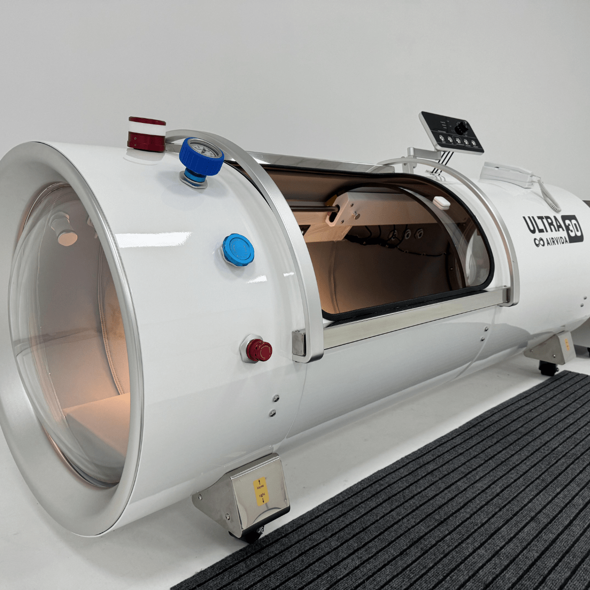 Airvida Ultra Hard Shell Lying Hyperbaric Chamber — 1.3 / 1.5 / 1.7 / 2.0 ATA, Three Widths