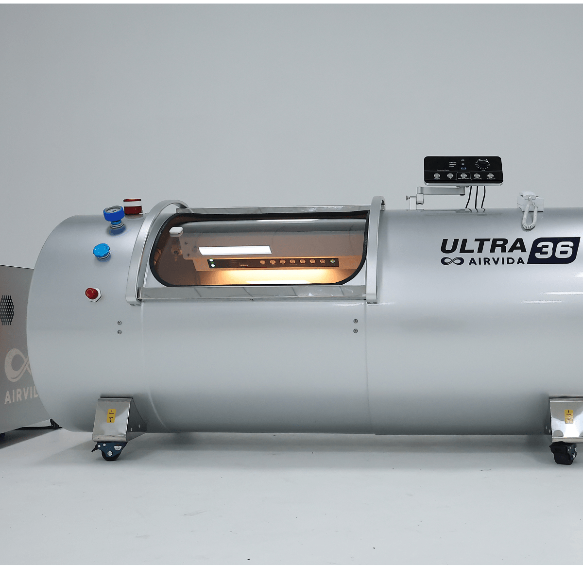 Airvida Ultra Hard Shell Lying Hyperbaric Chamber — 1.3 / 1.5 / 1.7 / 2.0 ATA, Three Widths