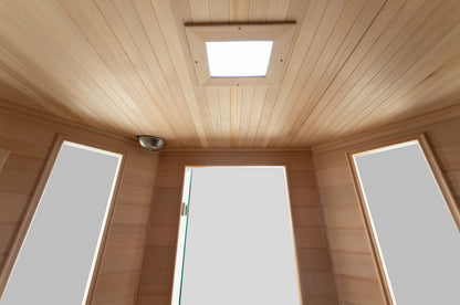 Blisspod Vienna 4-5 Person Corner Far Infrared Sauna with 12 Low-EMF Carbon Heaters, Canadian Hemlock