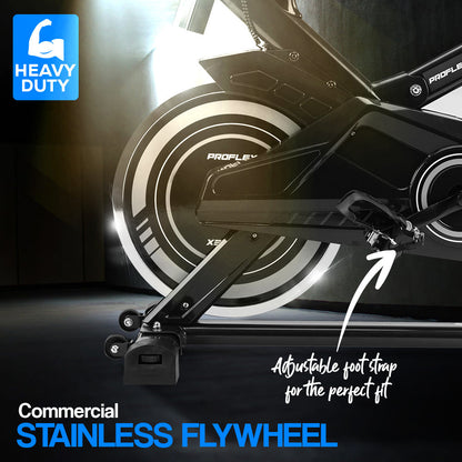 PROFLEX SPN750 II Spin Bike – 13 kg Flywheel, Belt Drive, LCD Console