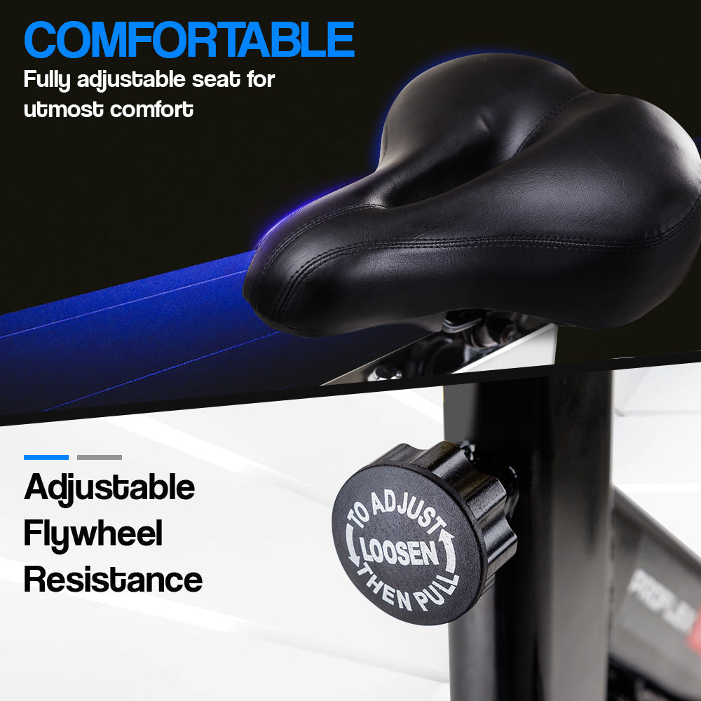 PROFLEX SPN750 II Spin Bike – 13 kg Flywheel, Belt Drive, LCD Console