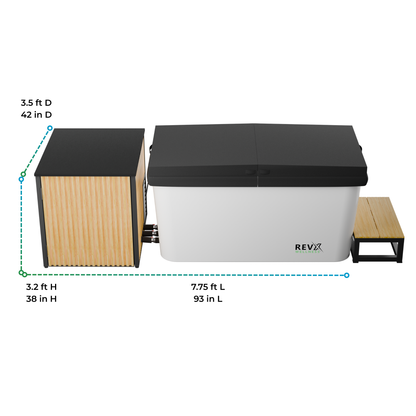 RevX X Tub Acrylic Cold Plunge with LUX 1.5 HP Chiller and Filtration System – 34 in Deep, 34–104°F, UV + Ozone