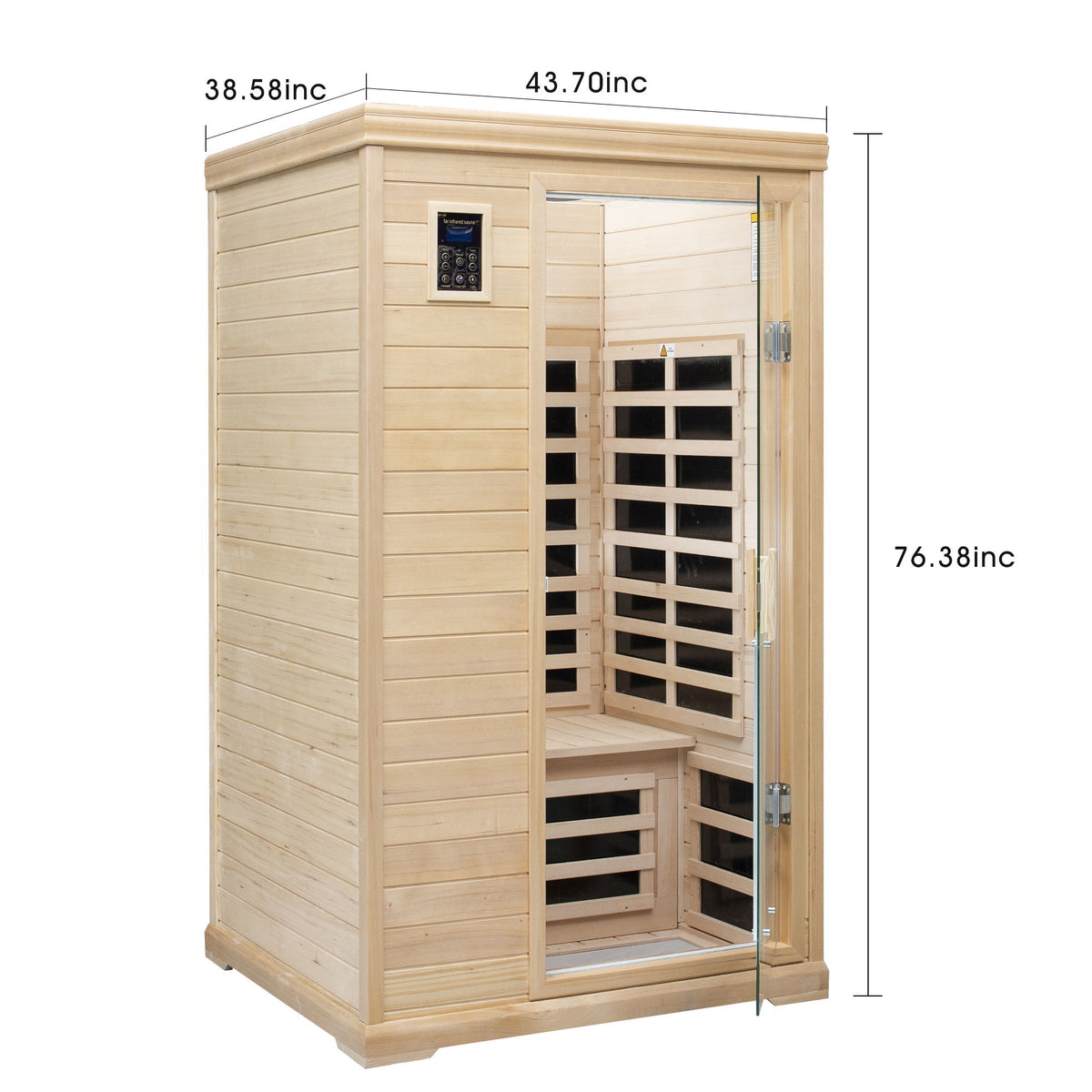 2 Person Far Infrared Hemlock Indoor Sauna Room with Bluetooth Audio - Natural