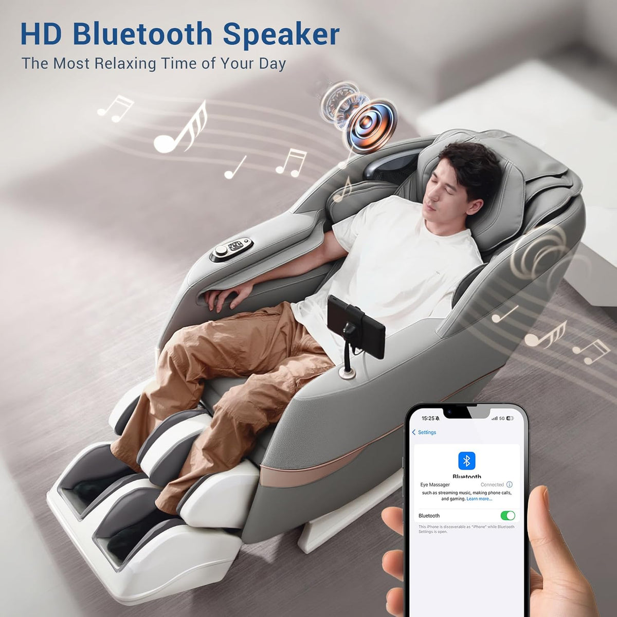 4D Massage Chair Full Body, 170° Flexible SL Track Shiatsu Massage Chairs with Zero Gravity, Bluetooth Speaker, Airbags & Heating, Mc1650(Grey)