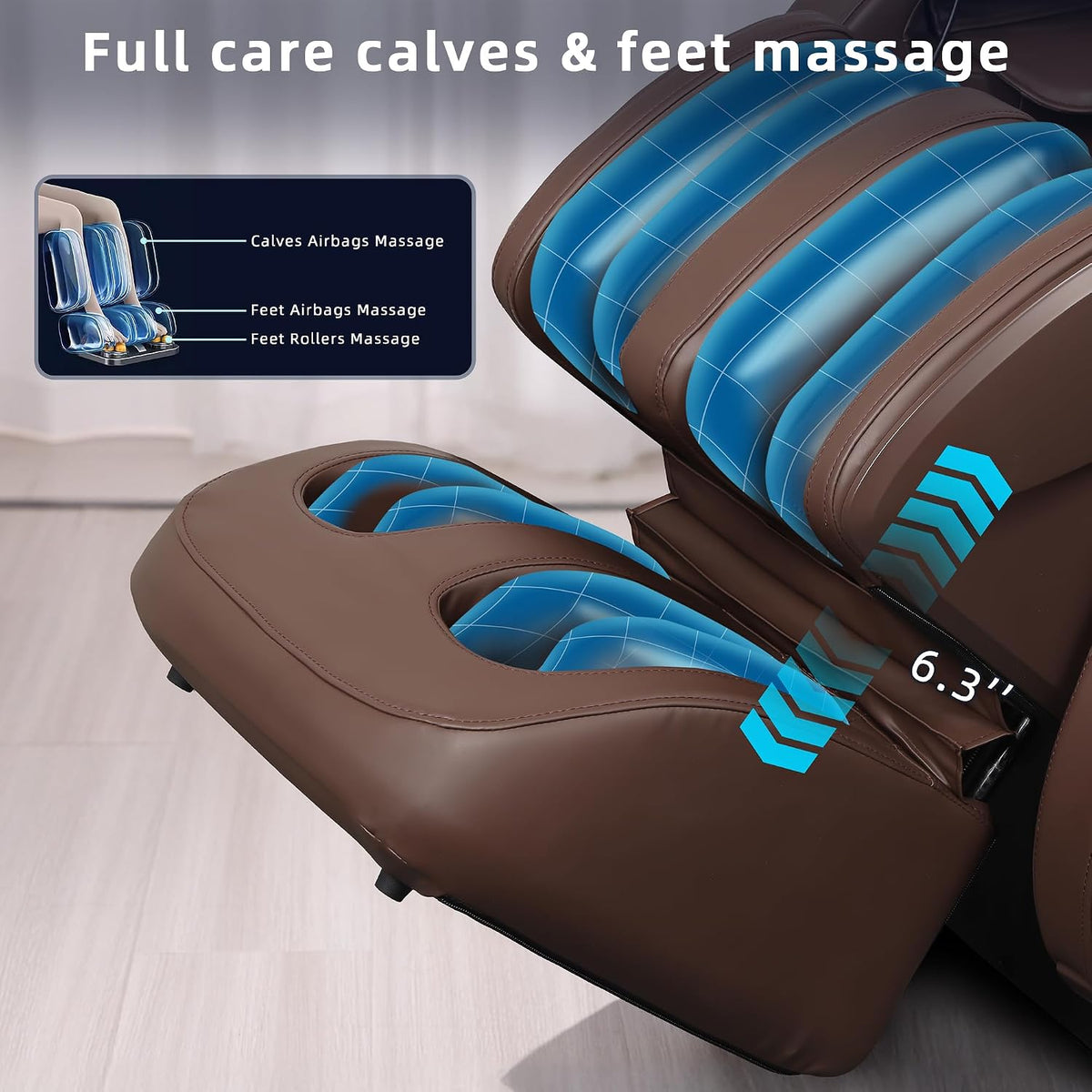 A303C 4D Massage Chair Full Body, Zero Gravity, 55" SL Track, Brown